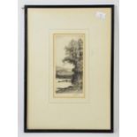 John Fullwood etching titled Loch Awe, signed lower right. Framed and glazed 26x12cm
