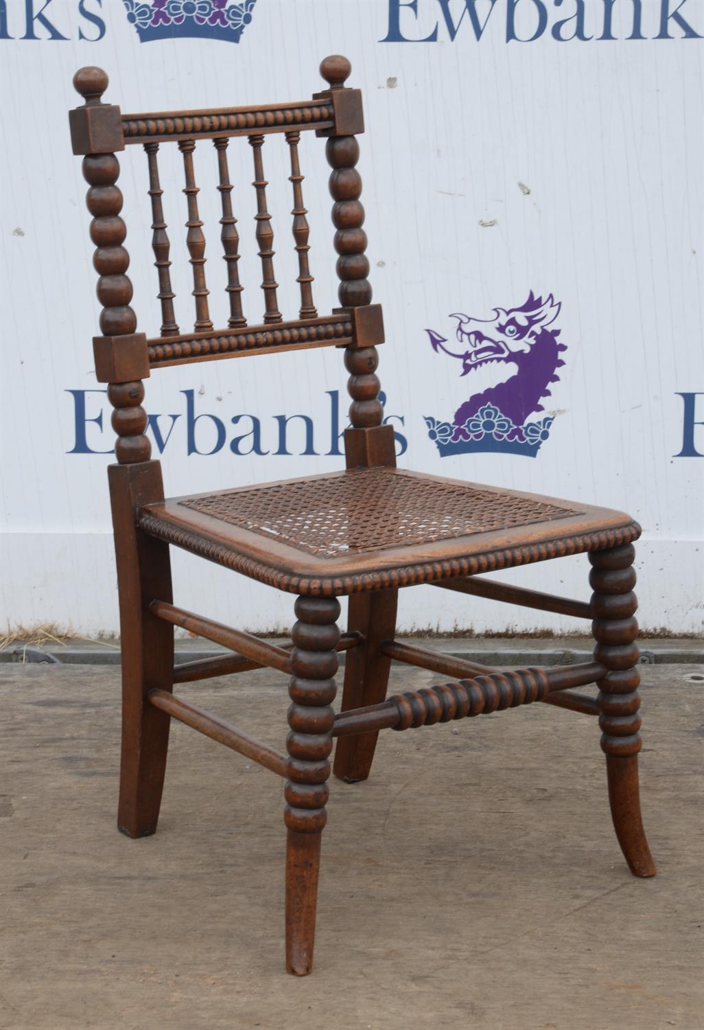 Victorian childs chair, with bobbin turned uprights and legs, with caned seat, 64cm high