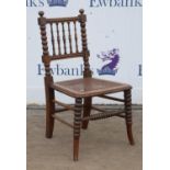 Victorian childs chair, with bobbin turned uprights and legs, with caned seat, 64cm high
