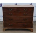 George III mahogany chest of drawers, with two short and three long drawers, on bracket feet,