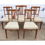 A set of mahogany and satin wood banded dining chairs, to include one arm chair, late 19th century,