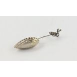 19th century Dutch sliver caddy spoon with bird finial