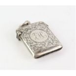 Carved back Victorian silver vesta case Birmingham 1900