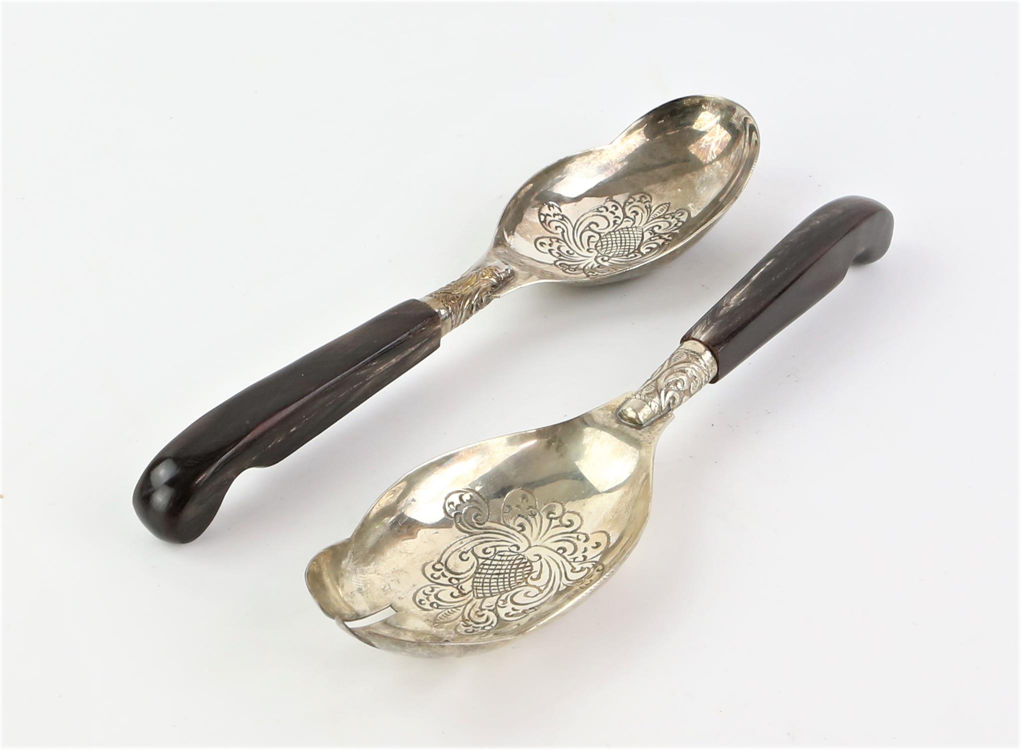 Eastern silver white metal salad servers