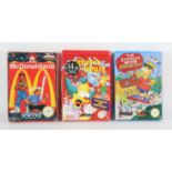 An assortment of 3 boxed NES games (PAL) Includes: McDonaldland, Krusty's Fun House and The