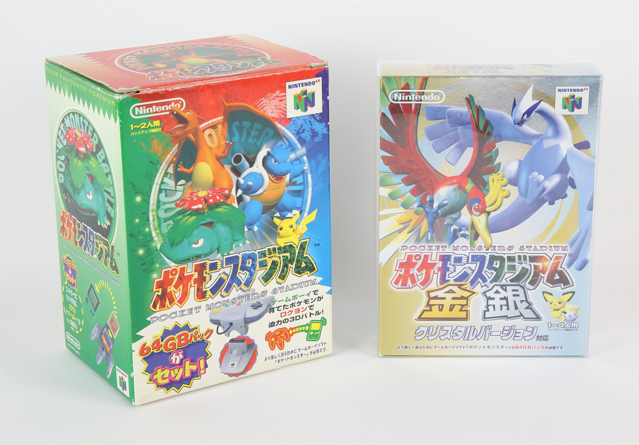 2 boxed Pokémon games for N64 (NTSC-J) Includes: Pocket Monsters' Stadium 2 and Pocket Monsters'