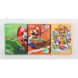 An assortment of 3 boxed N64 games (NTSC-J) Includes: Mario Tennis 64, Mario Golf 64 and Mario