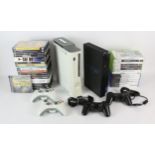Sony Playstation 2 console with two dualshock 2 controllers, 7 games. xbox 360 console with 2