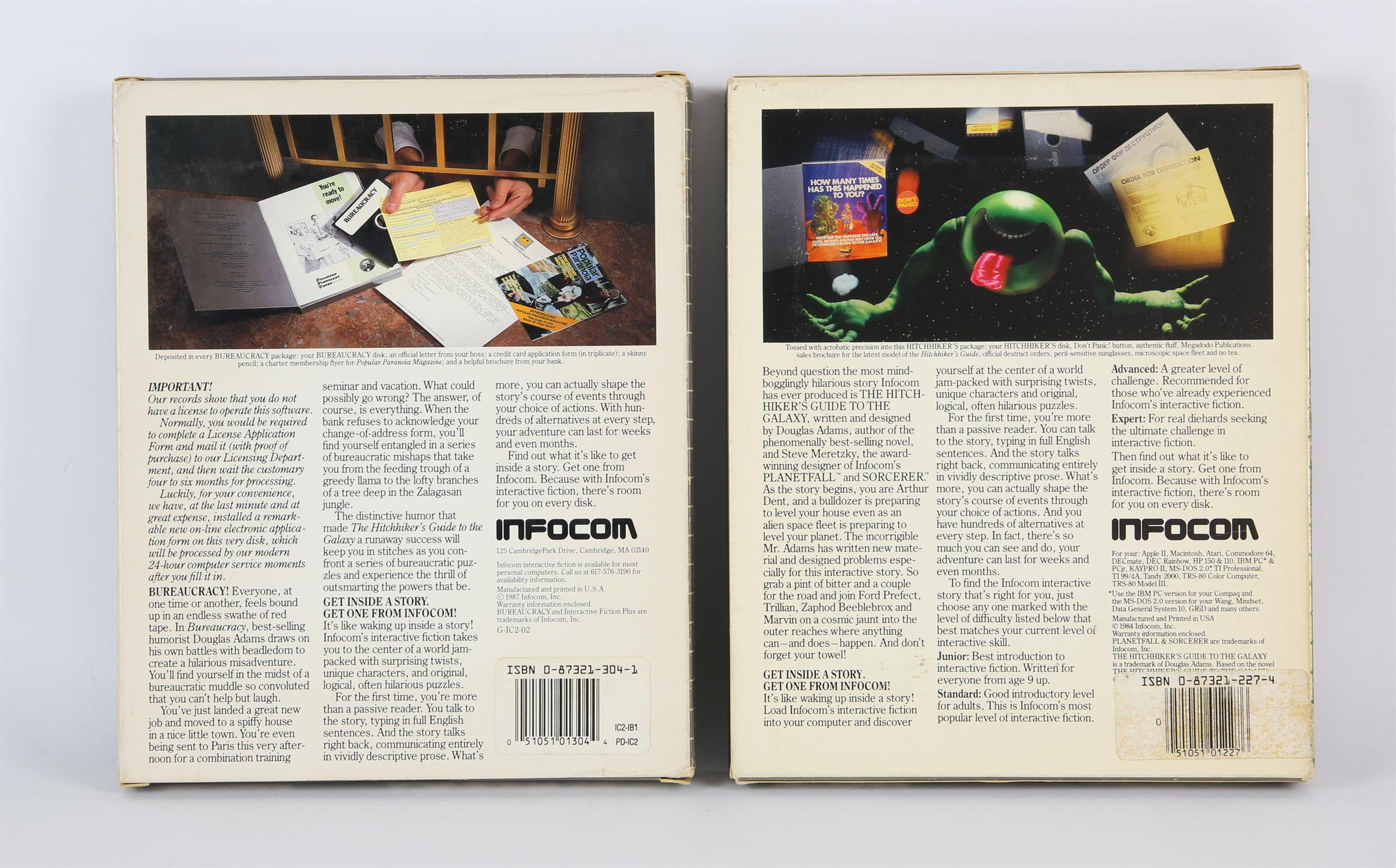 2 Douglas Adams IBM PC games. The Hitchhiker's Guide to the Galaxy and Bureaucracy. by Infocom. - Image 2 of 2