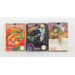 An assortment of 3 boxed NES games (PAL) Includes: The Adventures of Rad Gravity,