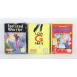 An assortment of 3 NES games (PAL) Includes: Low G Man, Barker Bill's Trick Shooting (no cartridge)