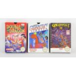 An assortment of 3 boxed NES games (PAL) Includes: Kabuki Quantum Fighter, Double Dragon and
