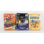 An assortment of 3 boxed N64 games (NTSC-J) Includes: Star Wars Shadows of the Empire,