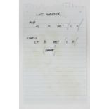 OASIS - "Live Forever" Chord sheet Handwritten by Noel Gallagher. "Live Forever" chord sheet was