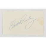 Elvis Presley signed autograph page, 3 x 4.5 inches.