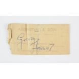George Harrison of The Beatles - A signed Abernethie & Son receipt, 2 x 4 inches approx.