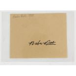 Babe Ruth Baseball Legend Autograph on buff card, dated 1935, 9 x 12 cm.