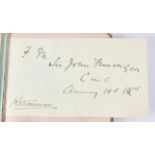 Autograph Album: Military and Royal interest – a red leather bound autograph album titled in gilt,