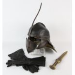 Game of Thrones - “Unsullied” Helmet, Gloves and Dagger, the helmet is made from metal and leather,