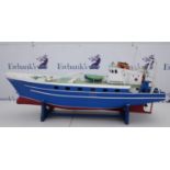 Model Boat / Pond Yacht. Fishing vessel. Kit built with stand. Length 110cm length