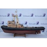 Model Boat / Pond Yacht. Bajima, Nigerian Harbour Tug. Kit built, with stand. Length 152cms