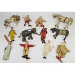 A Collection of Children's Marionette figures for a circus, in painted and carved wood,