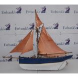 Model Boat / Pond Yacht. Mistral, sailing vessel. Kit built. Length 88cm