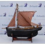 Model Boat / Pond Yacht. LH 437, fishing vessel. Kit built, with stand. Length 120cm