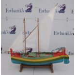 Model Boat / Pond Yacht. Luzu, traditional fishing boat. Kit built, with stand. Length 68cm