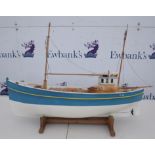 Model Boat / Pond Yacht. H96 fishing vessel. Kit built, with stand. Length 72cm