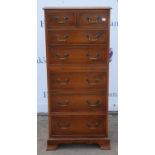 Reproduction chest of drawers, yew, 20th century, with two short and five long drawers, H119 x W53.