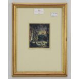 After Samuel Palmer, Sleeping Shepherd, lithograph from colour washed etching, 9.5 x 7.5cm.