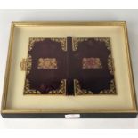 Early 20th Century red velvet and brass mounted prayer book cover with Royal Coat of Arms,
