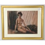 Harry Riley (1895-1966), Seated nude, pastel, signed lower left, 33.5 x 43.5cm. Framed and glazed.