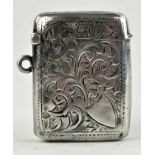 Bright cut silver Vesta case with vacant shield cartouche. Birmingham, 1912.