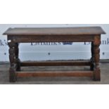 An oak bench, late 19th/early 20th Century, 46cm high x 91.5cm wide x 30cm deep