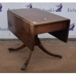 A 19th Century Mahogany Pembroke table, drop flaps over single drawer with faux drawer opposing,