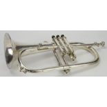 A Essor Raymond Dubois silvered metal flugelhorn, Andrieu Frere, Agrnts Generaux, 72 Rue Rodier,