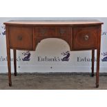 Mahogany bow front sideboard, 19th century, with central frieze drawer, two two cupboard doors,