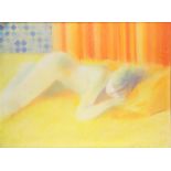 Adrian George (British, 1944-2021), 'The Yellow Sofa' (1983), pastel, signed and dated lower right,