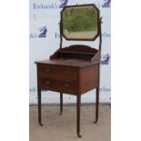 Edwardian satinwood banded dressing table, with octagonal swing framed mirror, the top with shelf,