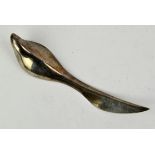 llan Scharff for Georg Jensen model number 485 silver wagtail letter-opener, stamped to the tail