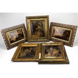 Five glass cristaloniums, late 19th Century, printed to thr reverse with images of ladies,