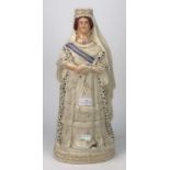 Staffordshire pottery figure of Victoria, 19th Century, 42cm high