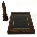 Victorian brass bound walnut lap desk, 30cm wide, together with a turned yew wood treen item (2)