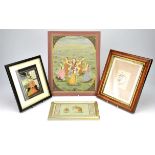 20th Century Indian miniature paintings, to comprise a mouse eating, within bands of calligraphy,