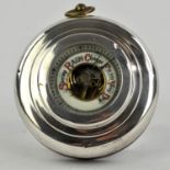 Silver framed wall hanging barometer by W and co. outer case D9cm, centre section 4cm