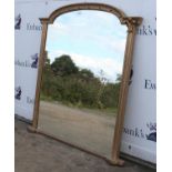 Late 19th century overpainted gilt over-mantel mirror, H126 x W122cms