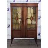 An Edwardian mahogany and inlaid Adam taste display cabinet, decorated with ribbons and swags and