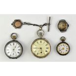Two gentlemen's Swiss silver open face pocket watches with subsidiary seconds dials,